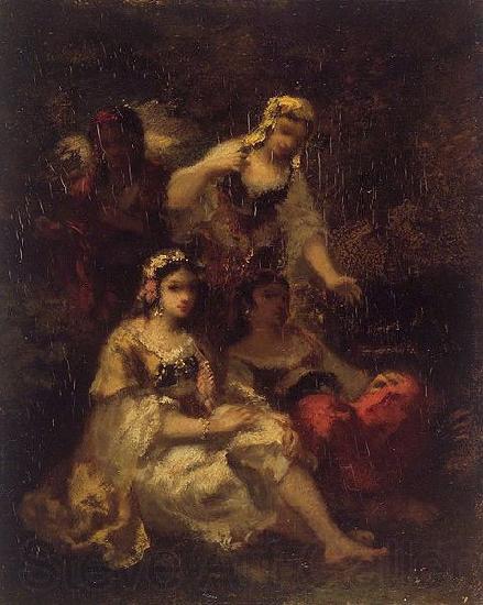 Narcisse Virgilio Diaz Four Spanish Maidens Norge oil painting art